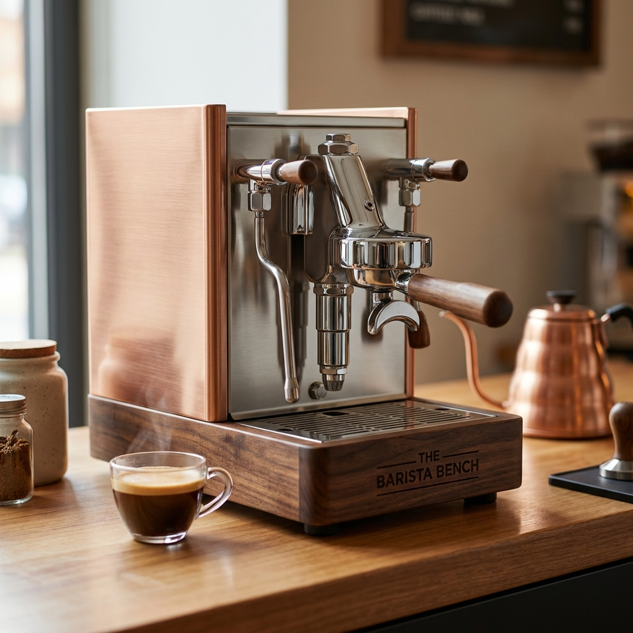 Heritage Acacia Dual-Boiler Espresso Machine