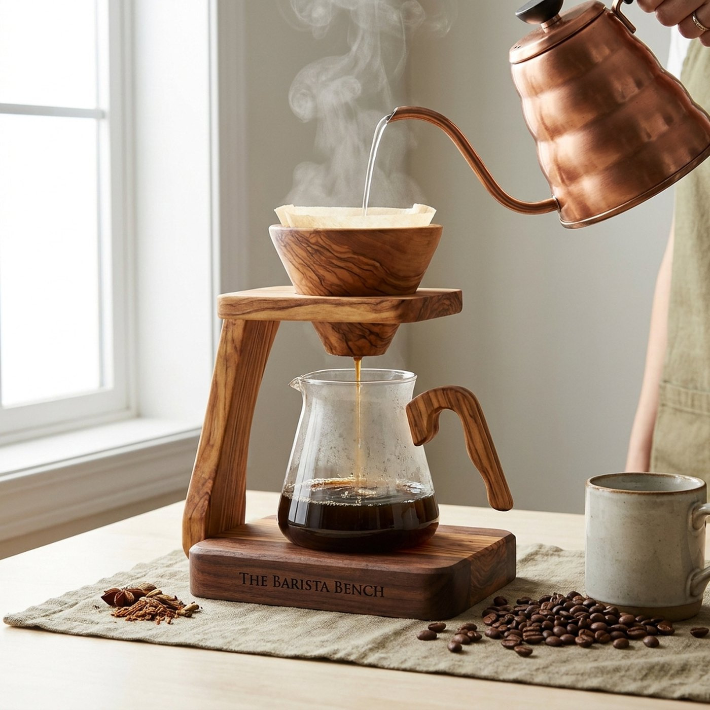 Reserve Olive Wood Pour-Over Stand