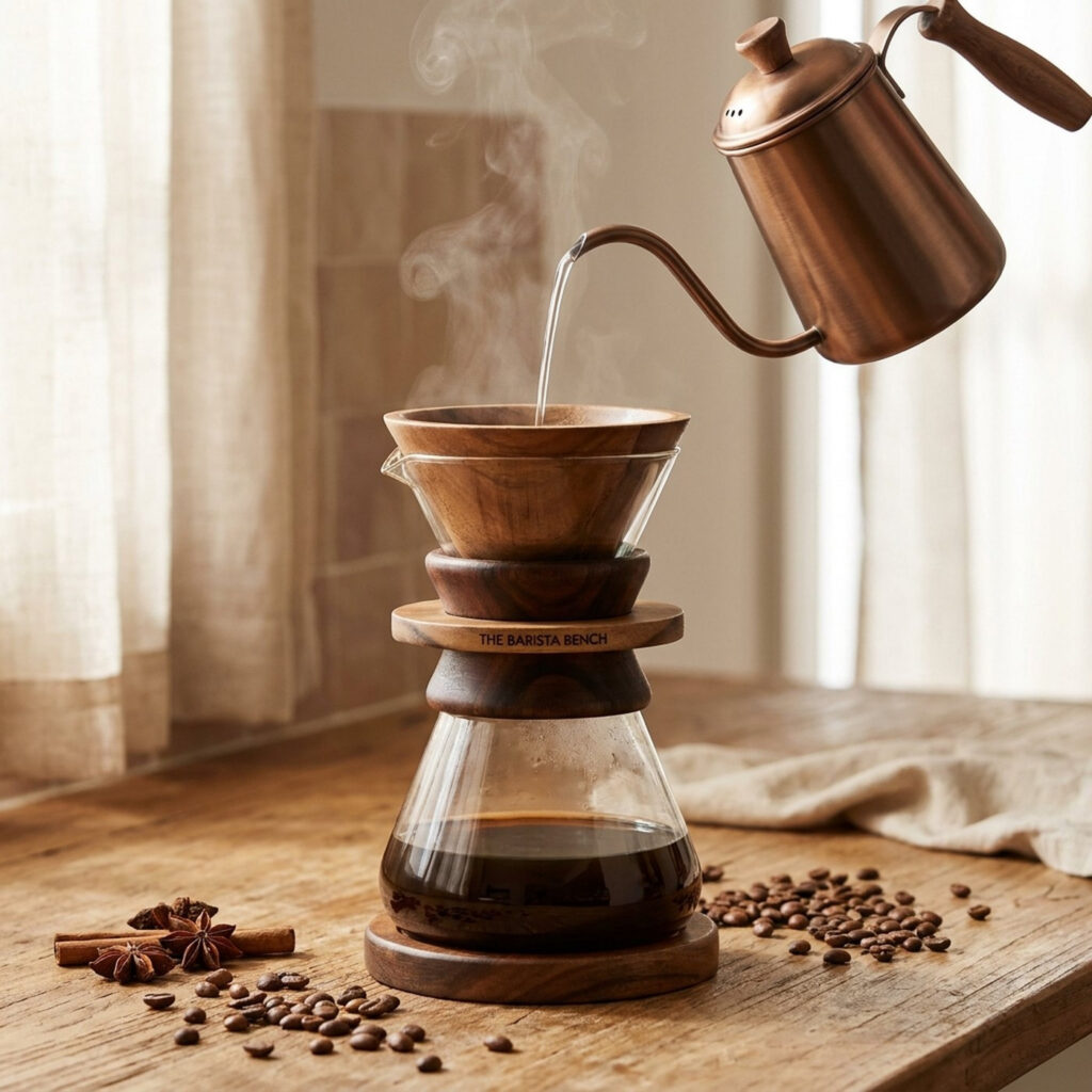Heritage Acacia Glass Pour-Over Set