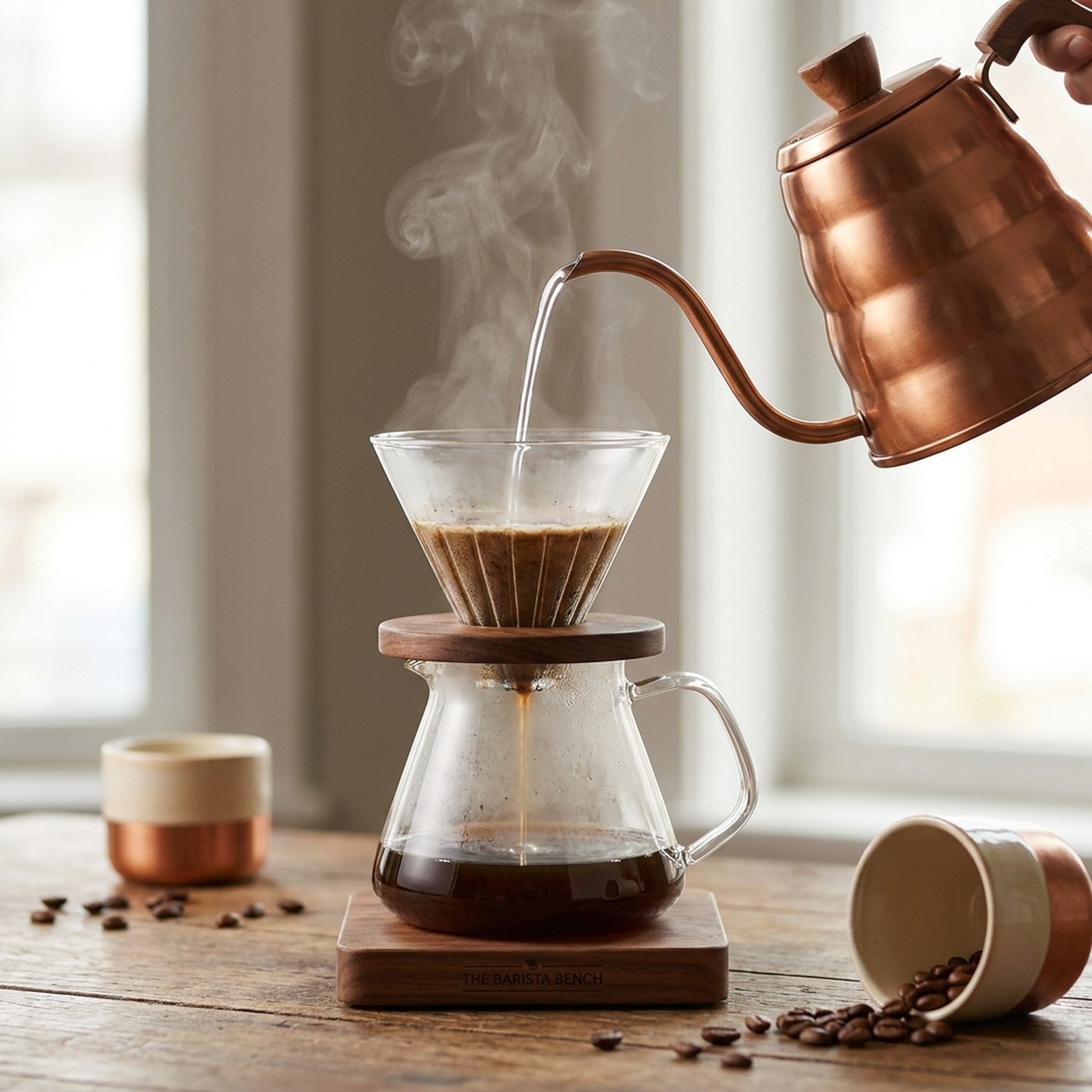 Copperline Acacia Glass Pour-Over Set