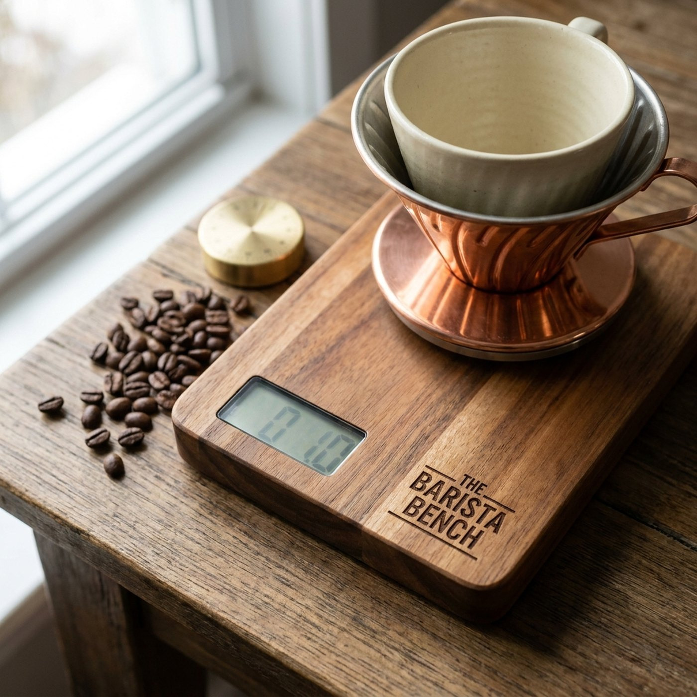 Bench Acacia Espresso Scale with Timer