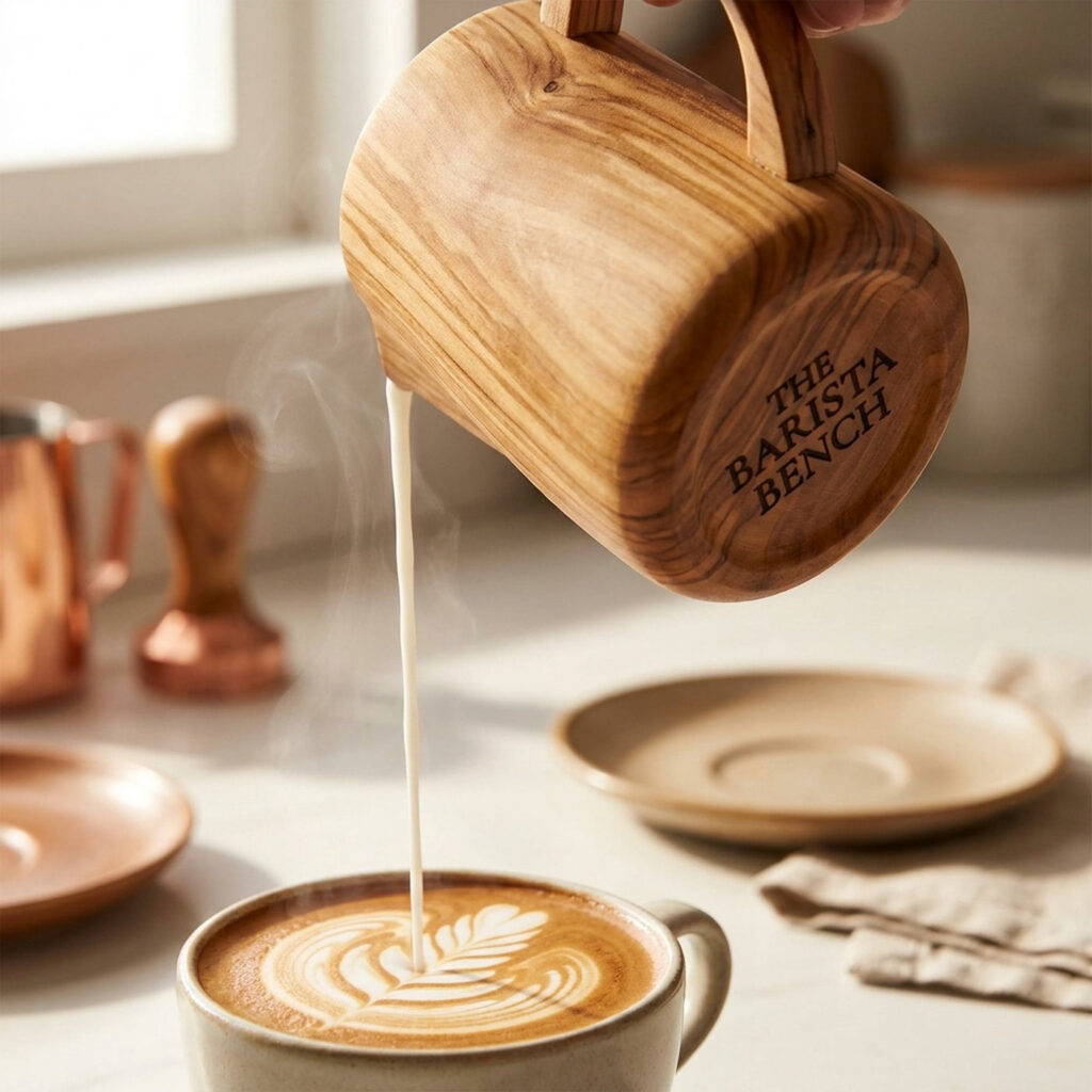 Bench Olive Wood Latte Art Pitcher