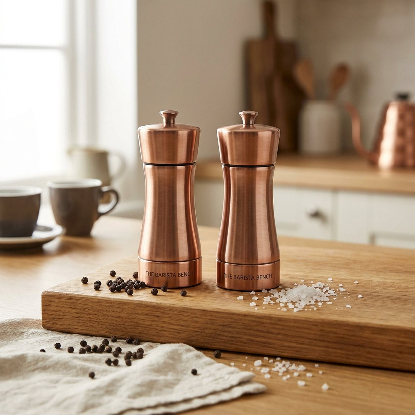 Bench Brushed Copper Dual Shaker Set