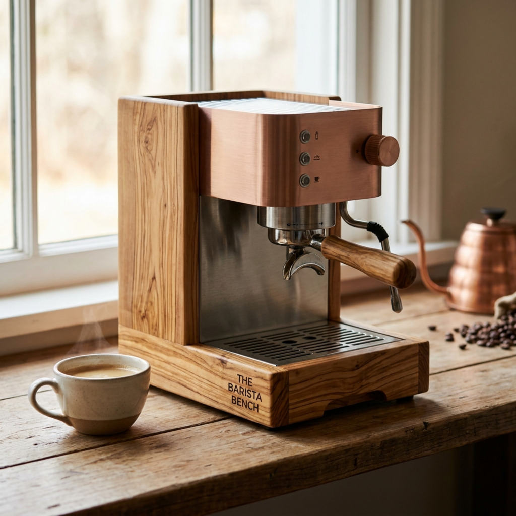 Heritage Olive Wood Compact Espresso Machine
