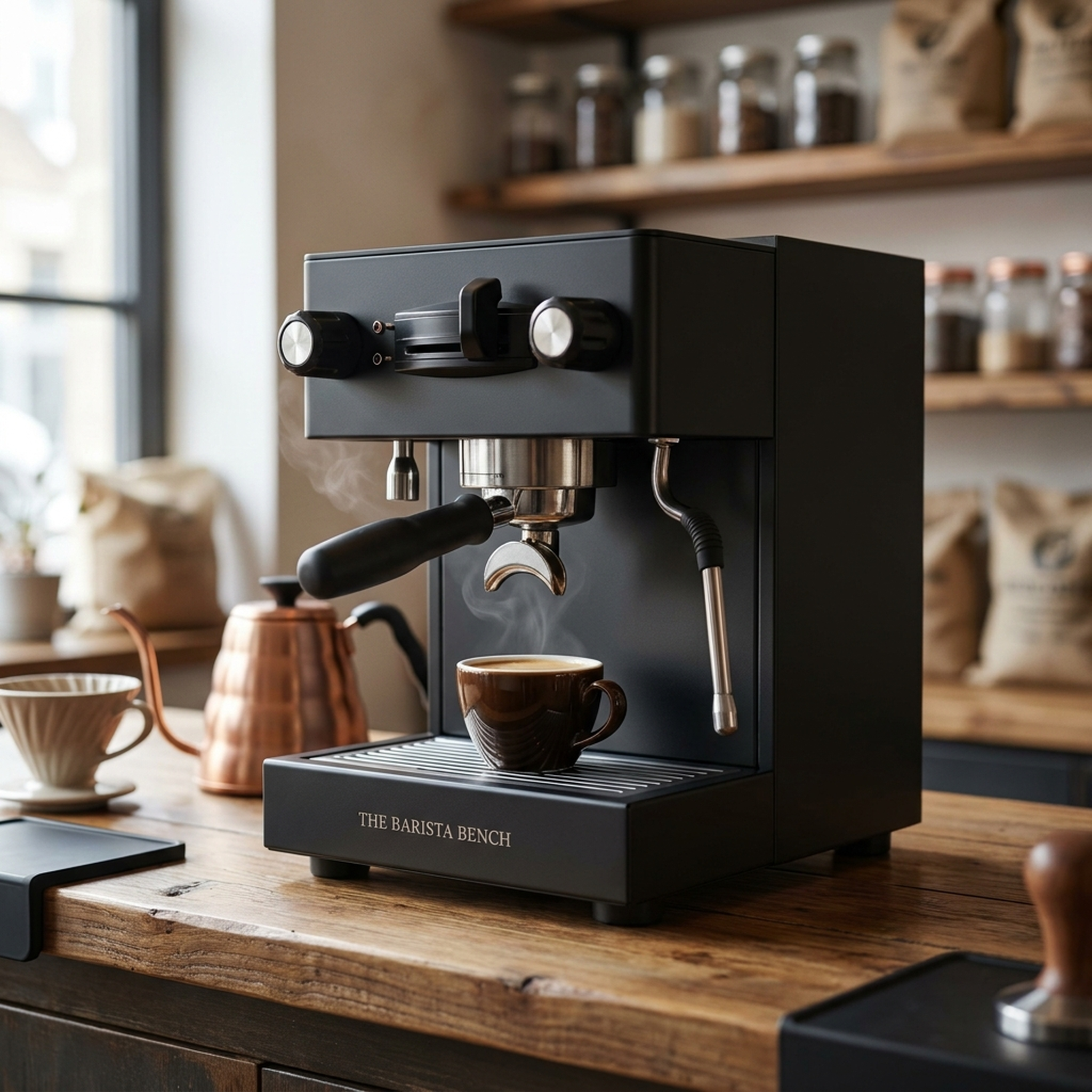 Studio Matte Black Semi-Automatic Espresso Machine